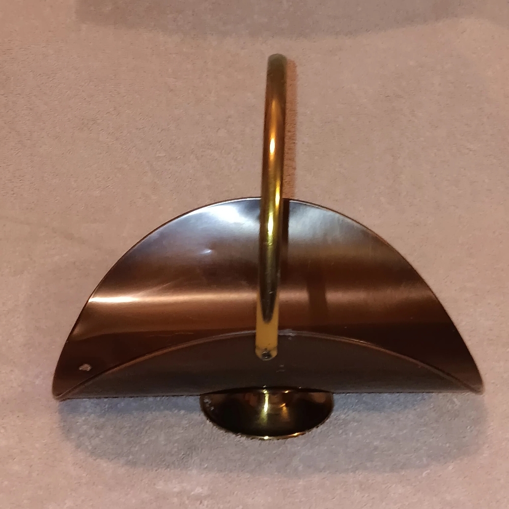 Elegant Brass Copper Mid Century Fruit Basket 9" Vintage